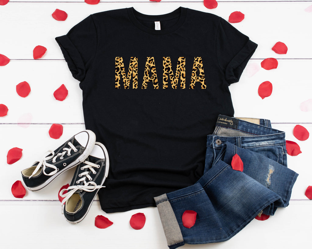 Mama Cheetah Print T-Shirt - Mom Life Shirt