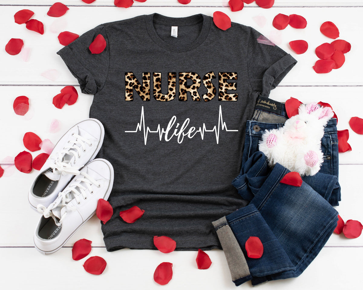 Leopard Nurse Life Shirt: RN, CNA, Nursing School Tee