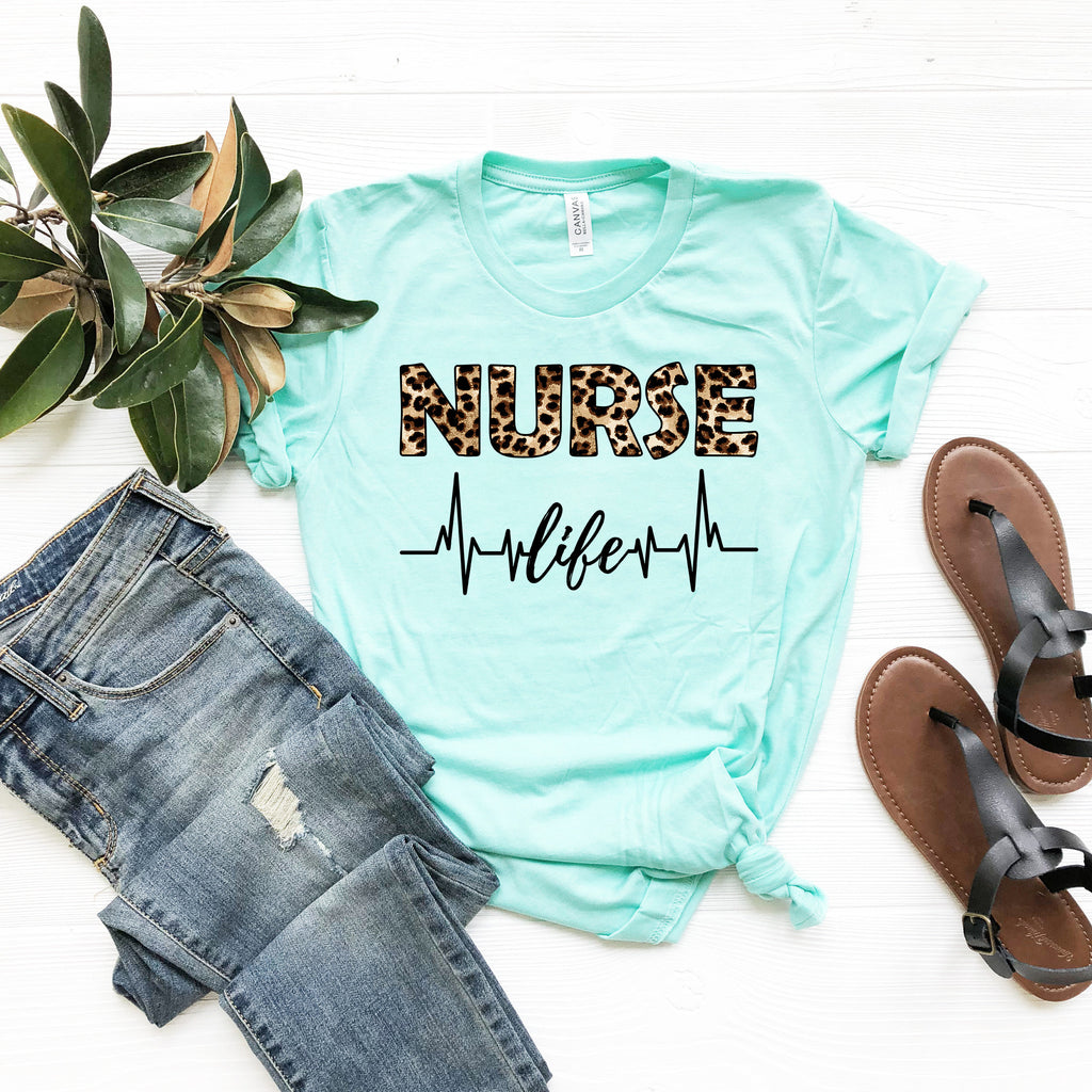 Leopard Nurse Life Shirt: RN, CNA, Nursing School Tee