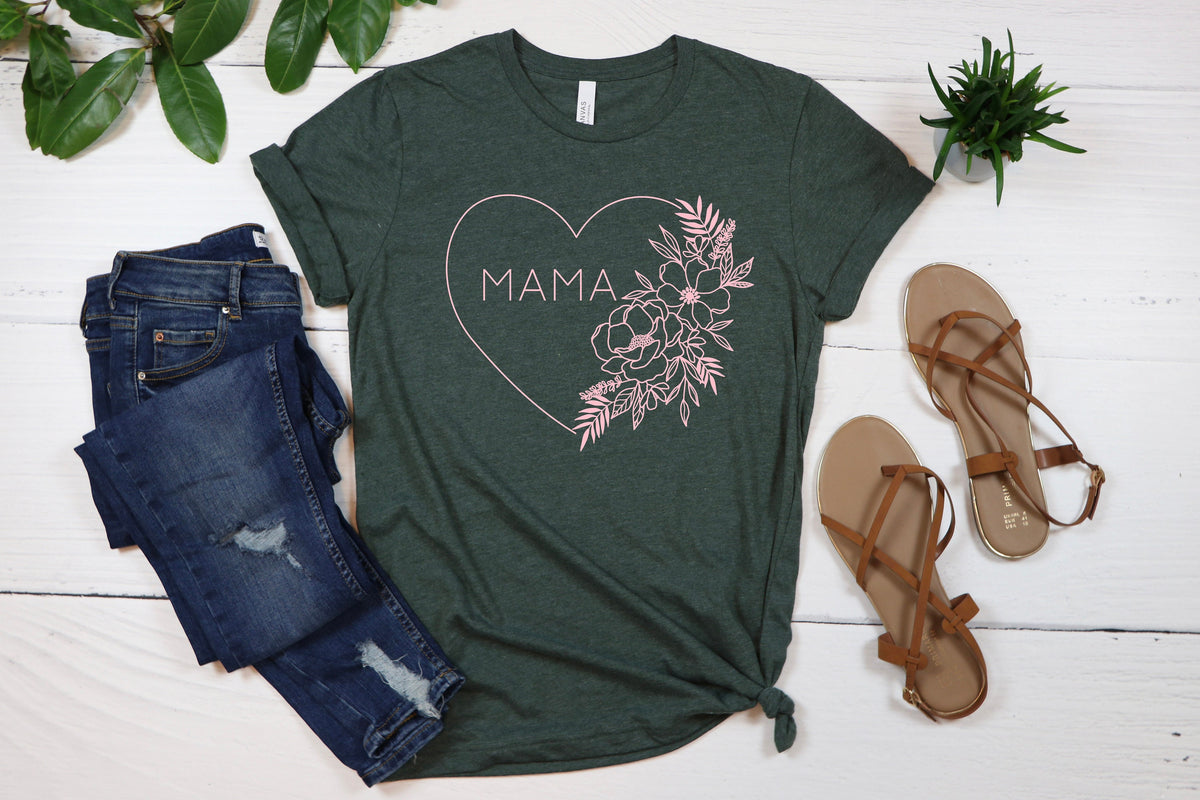 Floral Mama Heart Shirt, Mother's Day Gift