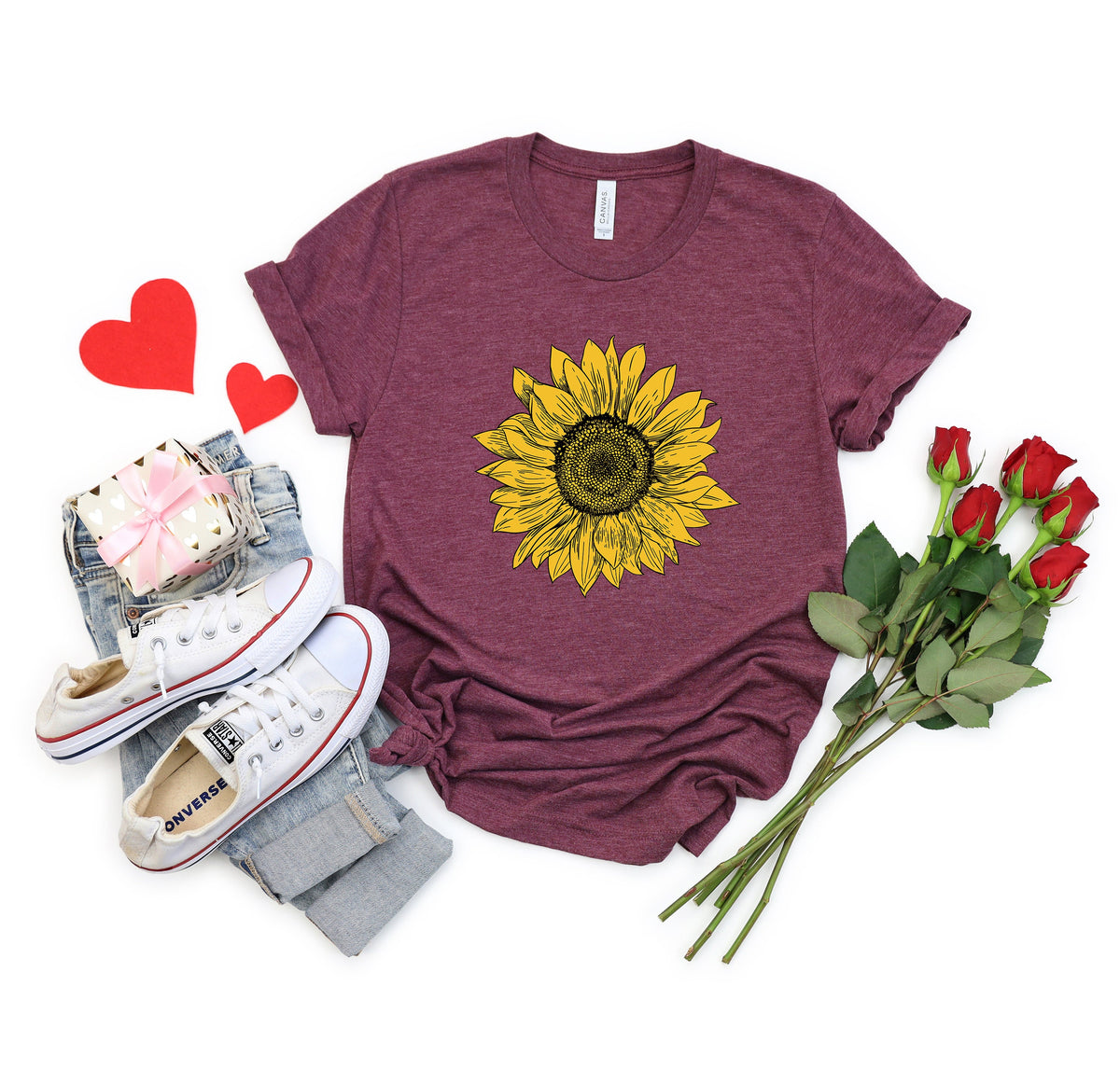 Sunflower Graphic Tee: Women's Boho Floral Shirt