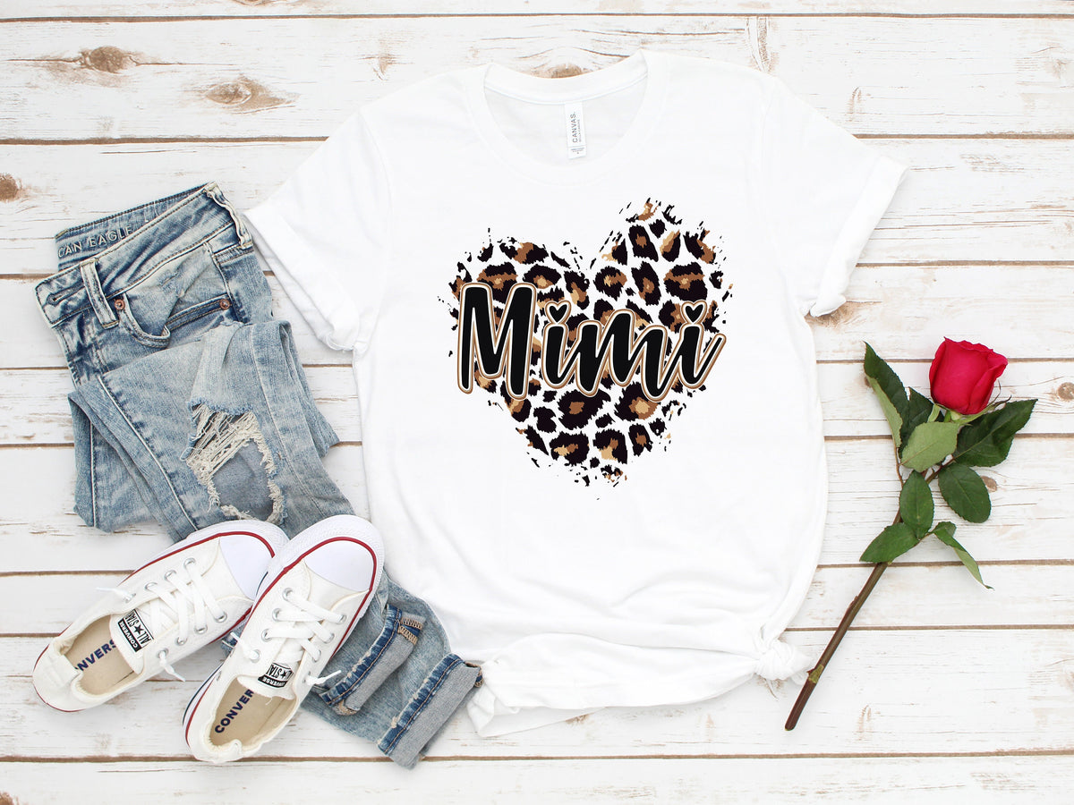 Leopard Heart Mimi Shirt, Grandma Tee, Mothers Day Gift