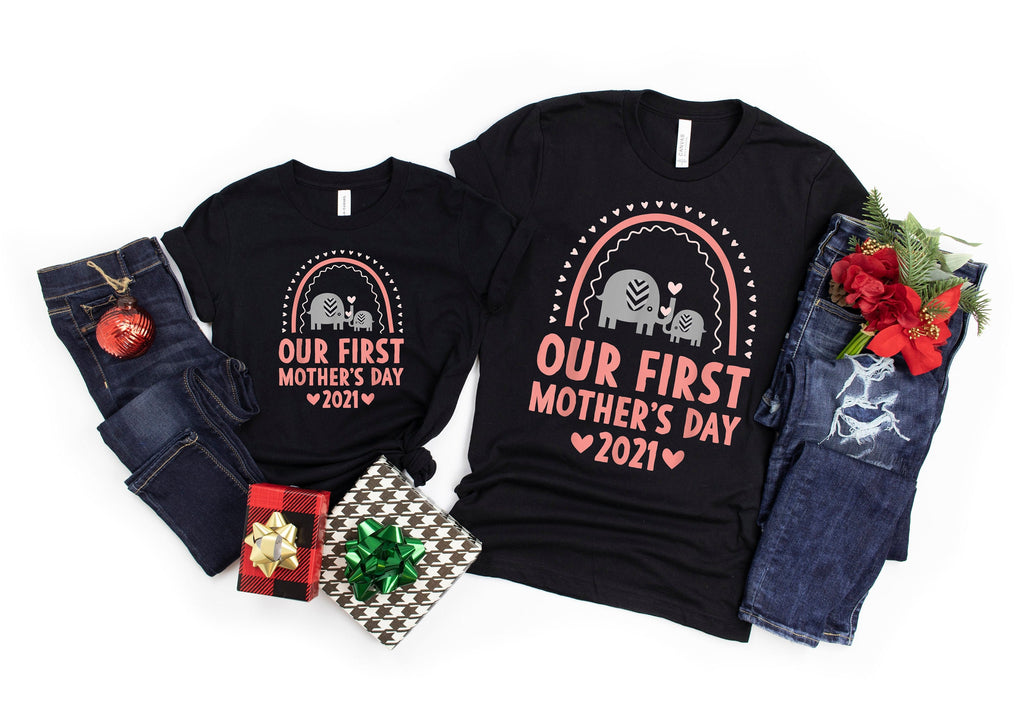 Elephant First Mother's Day Matching Shirt & Bodysuit Set