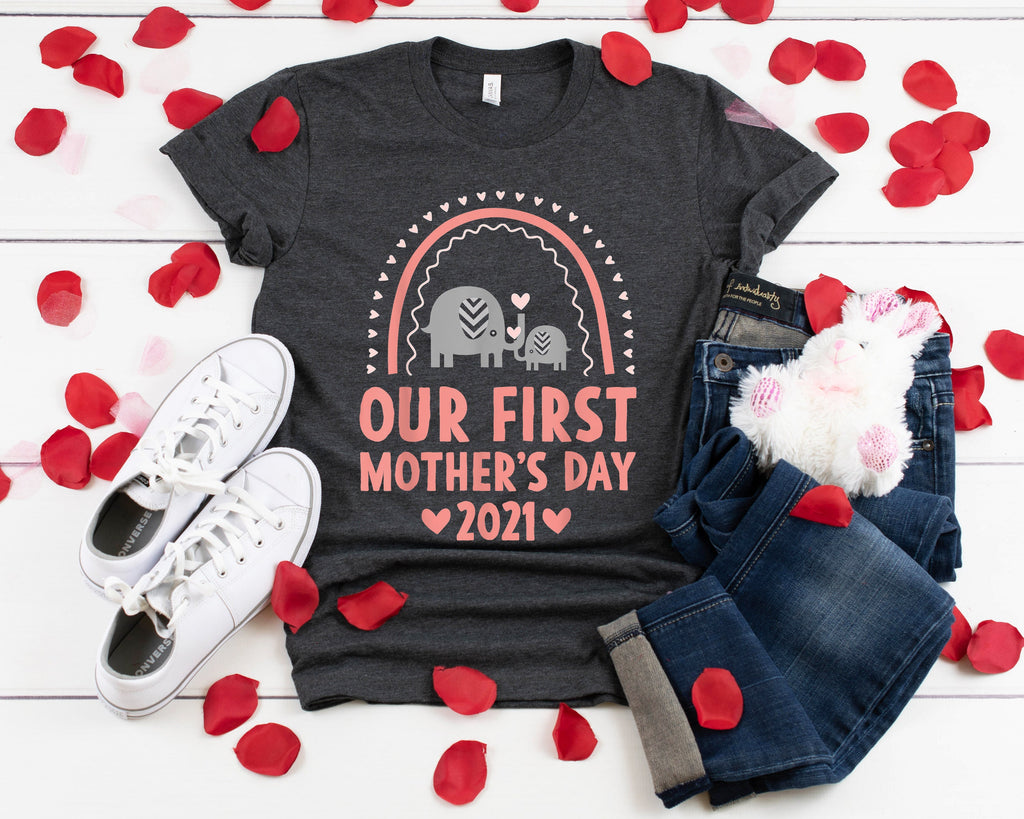 Elephant First Mother's Day Matching Shirt & Bodysuit Set