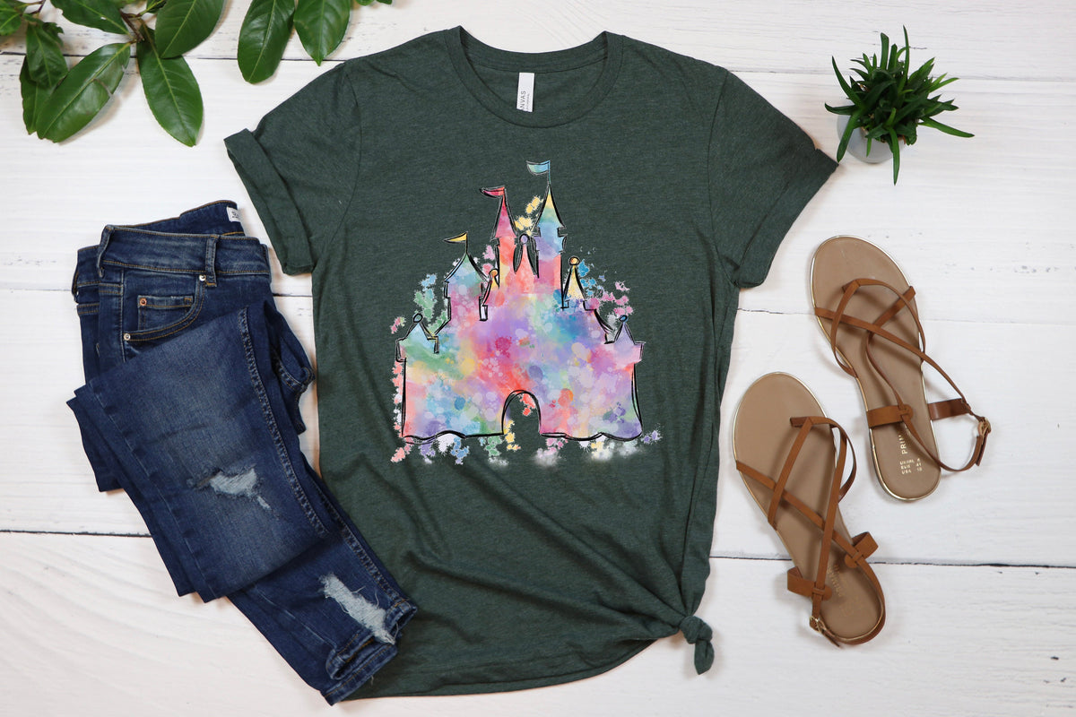 Watercolor Castle Shirt, Magical Vacation Tee, Animal kingdom shirt