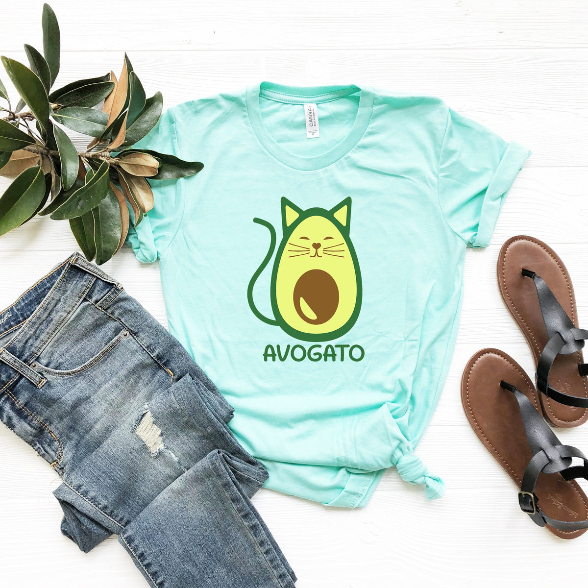 Avogato Avocado Cat T-Shirt: Vegan Vegetarian Gift