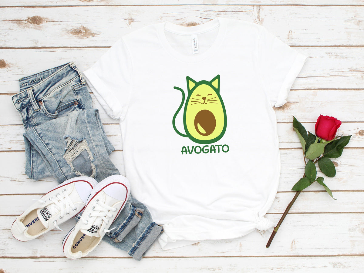 Avogato Avocado Cat T-Shirt: Vegan Vegetarian Gift