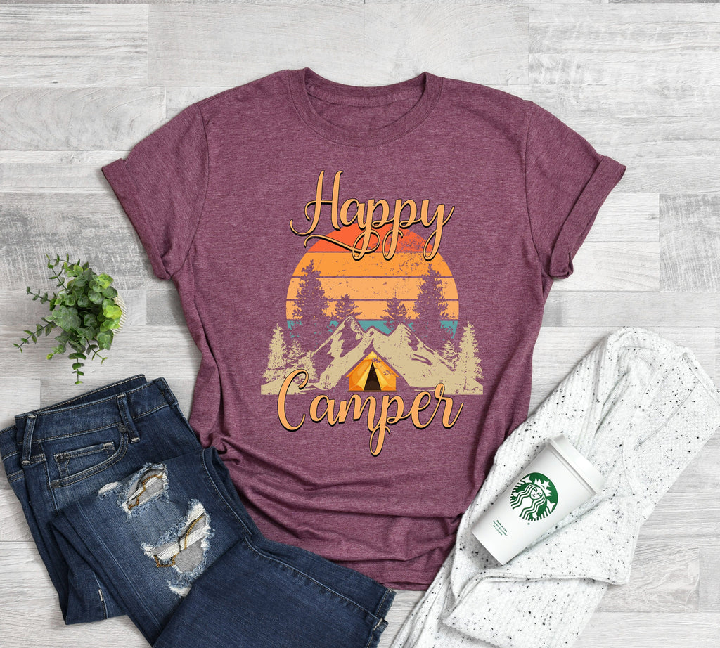 Happy Camper T-Shirt: Camping Life Tee, Group Trip Shirt