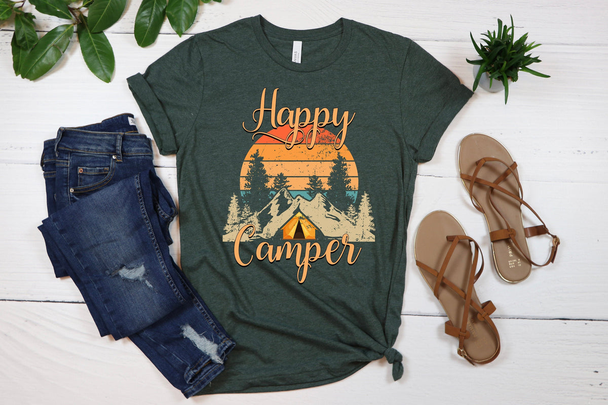 Happy Camper T-Shirt: Camping Life Tee, Group Trip Shirt