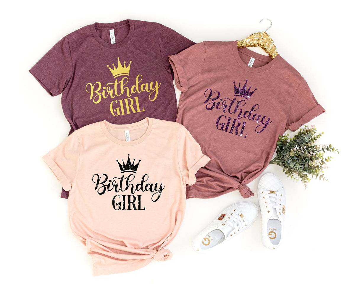 Birthday Girl T-Shirt: Cotton Blend Tee with Crown Graphic