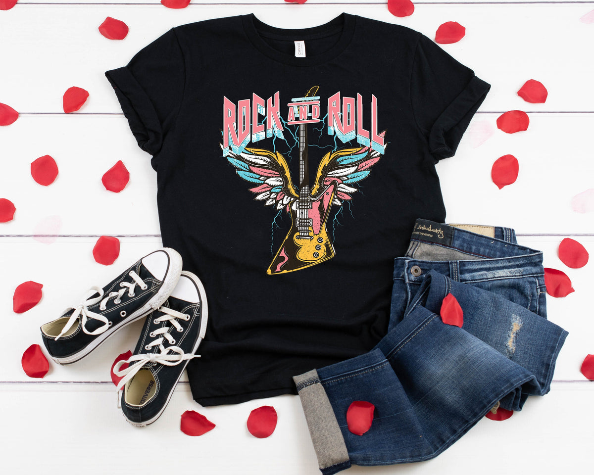 Custom Rock and Roll T-Shirt: Vintage Style Guitar Tee