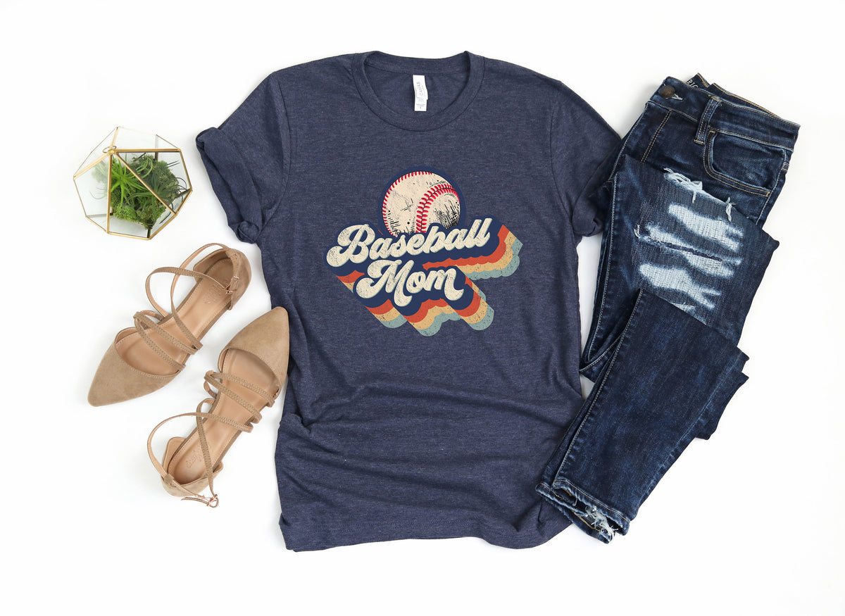 Retro Baseball Mom T-Shirt: Womens Sports Shirt
