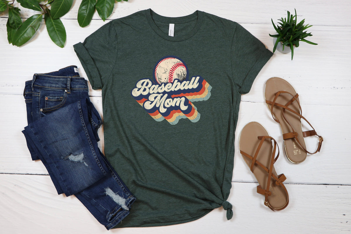 Retro Baseball Mom T-Shirt: Womens Sports Shirt
