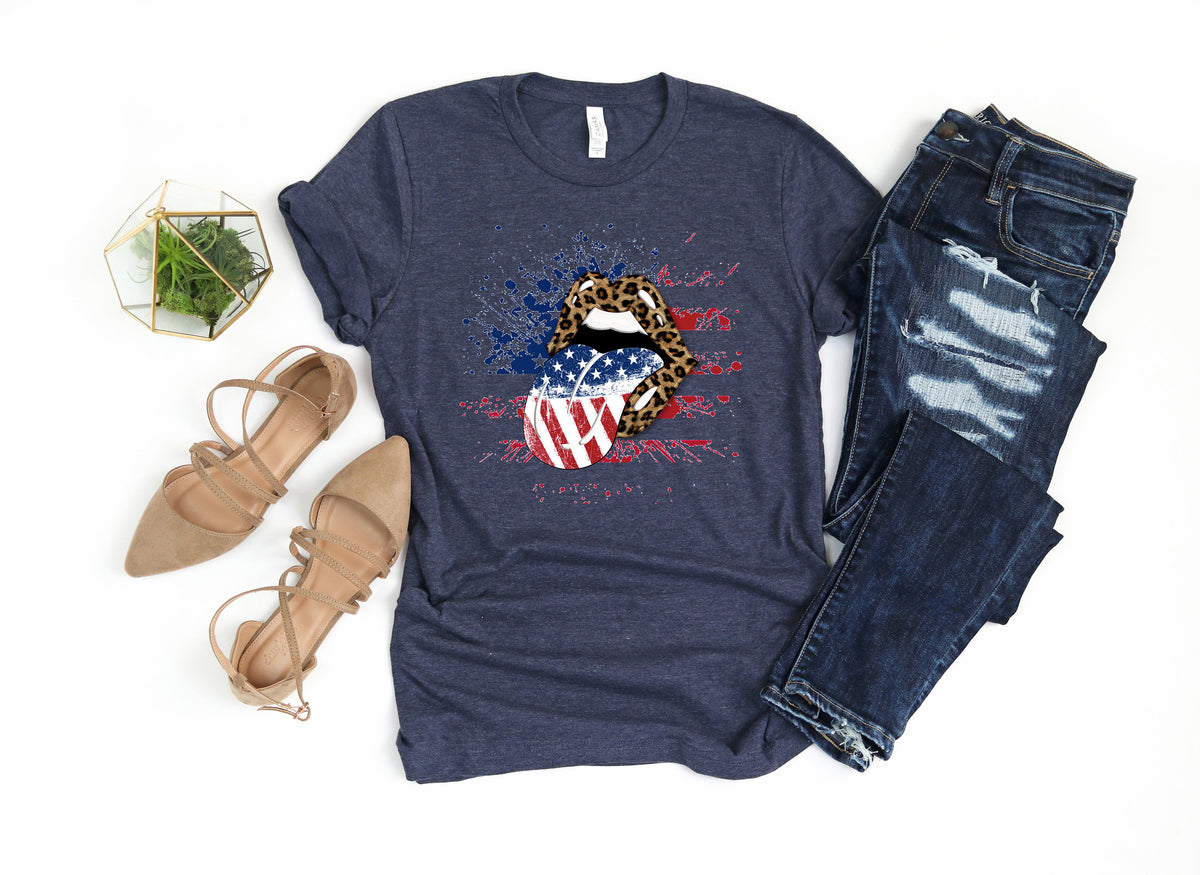 Patriotic Lips 4th of July Shirt: Independence Day Tee