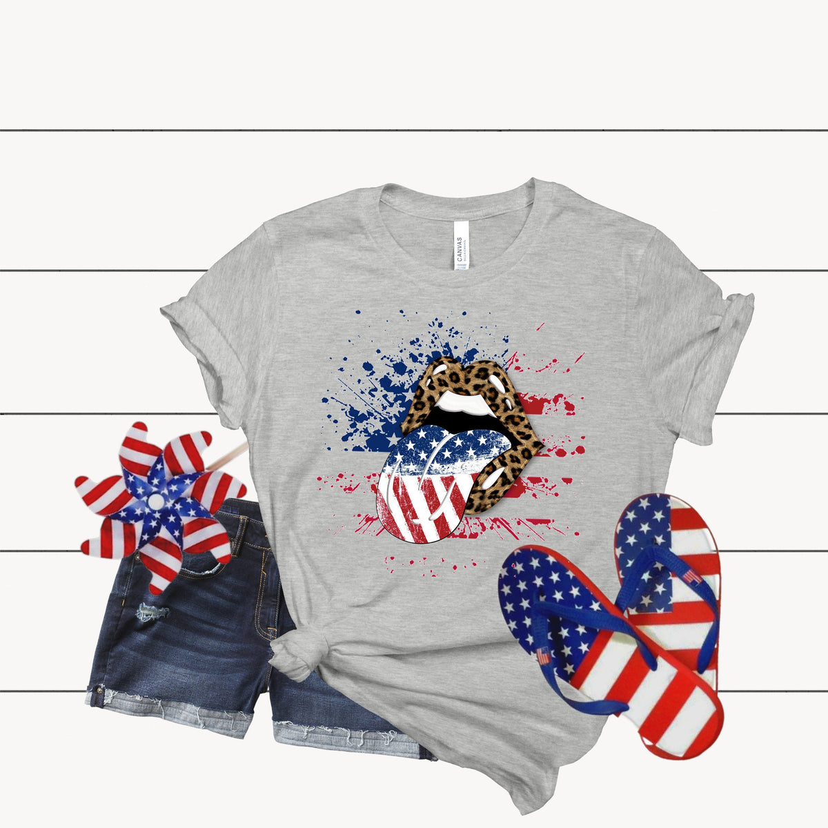 Patriotic Lips 4th of July Shirt: Independence Day Tee