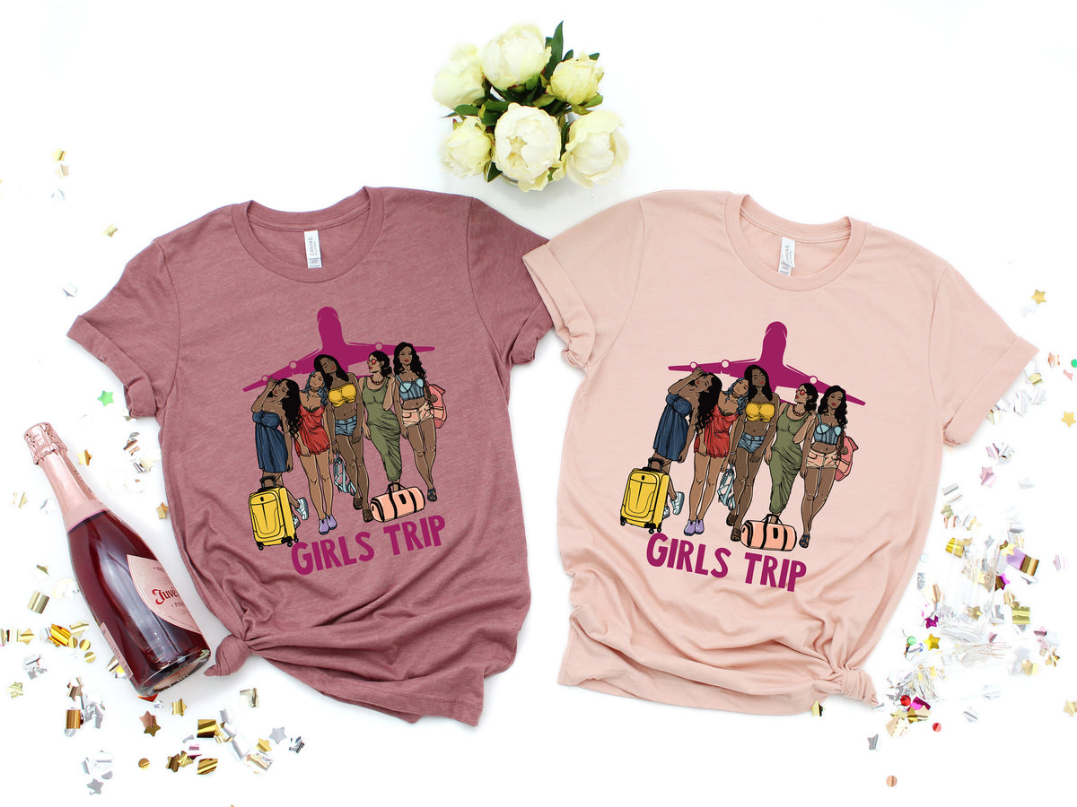 Girls Trip T-Shirt: Melanin Divas Vacation Travel Tee