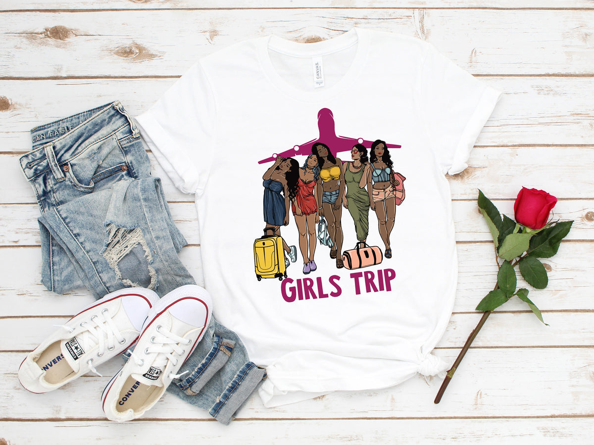 Girls Trip T-Shirt: Melanin Divas Vacation Travel Tee