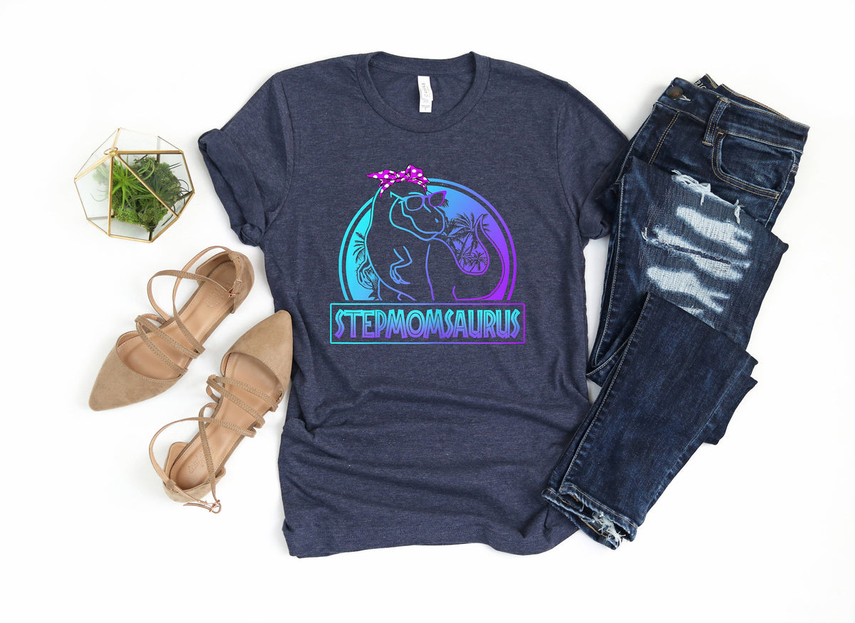Stepmomsaurus T-Shirt: Dinosaur Birthday, Mom & Dad Dino Shirts