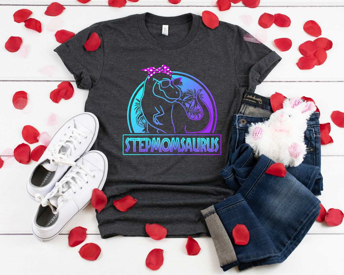 Stepmomsaurus T-Shirt: Dinosaur Birthday, Mom & Dad Dino Shirts