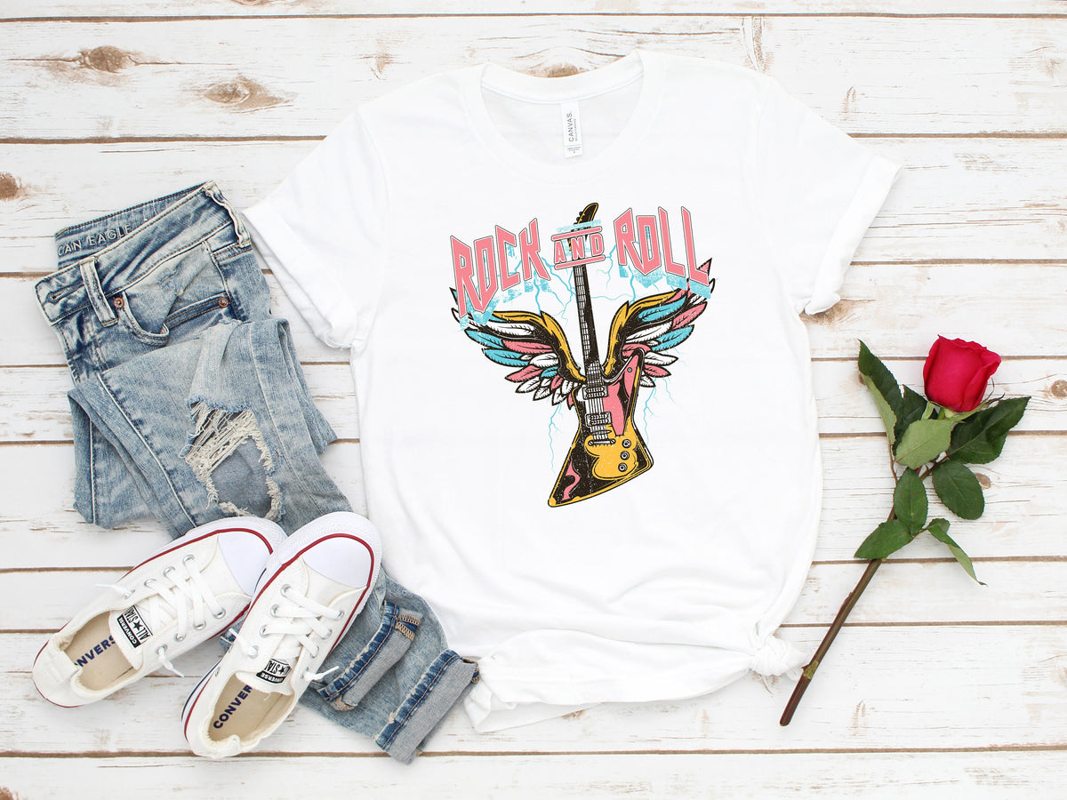 Custom Rock and Roll T-Shirt: Vintage Style Guitar Tee