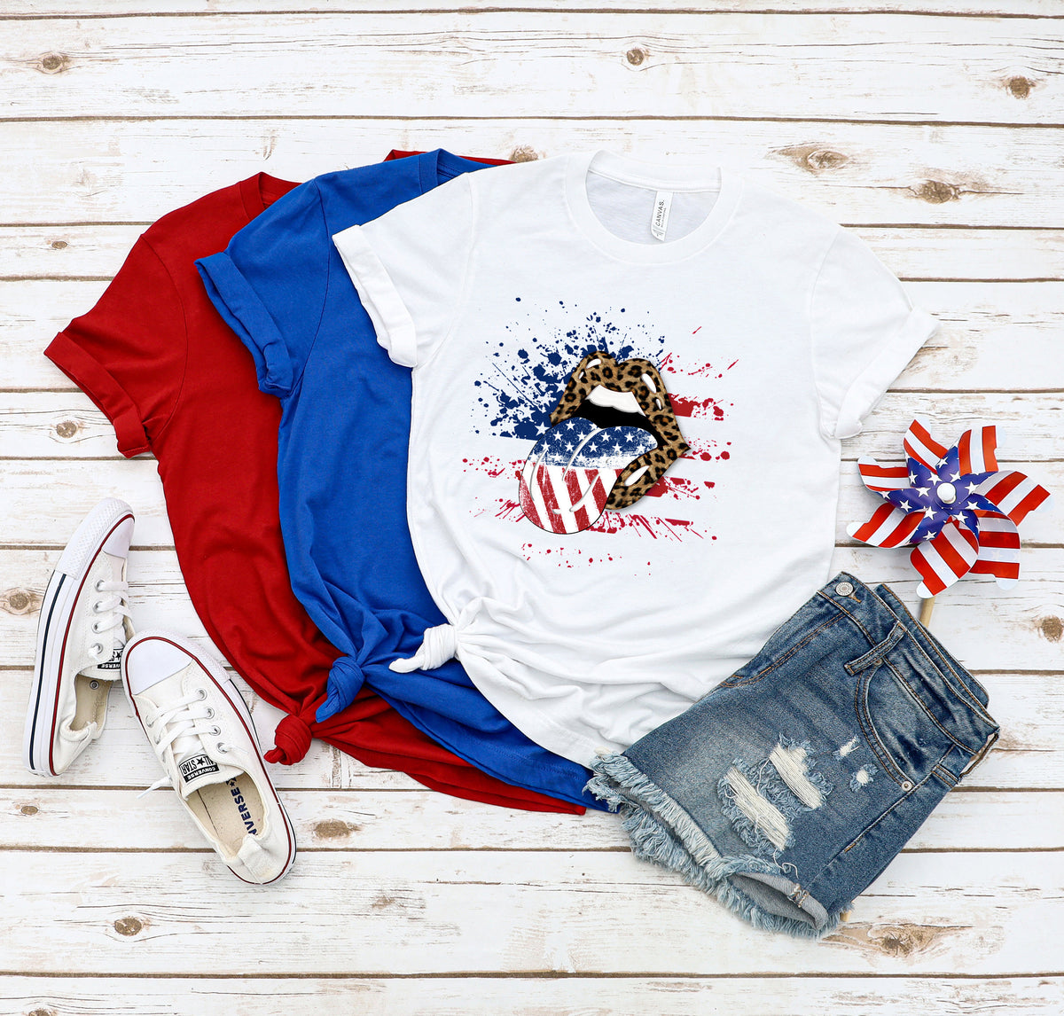 Patriotic Lips 4th of July Shirt: Independence Day Tee