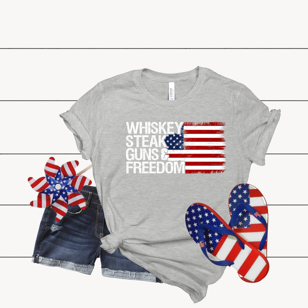 Whiskey Steak Guns Freedom USA Flag Shirt, Patriotic Tee