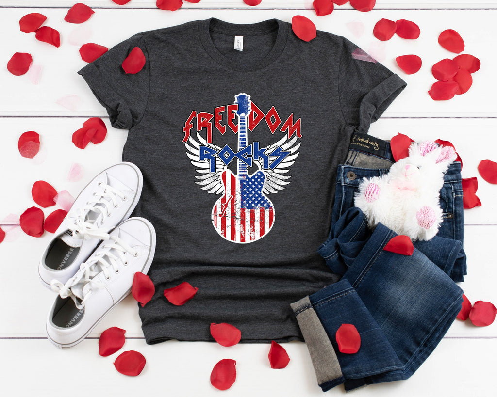 Freedom Rocks Guitar Shirt: Patriotic 4th of July Tee