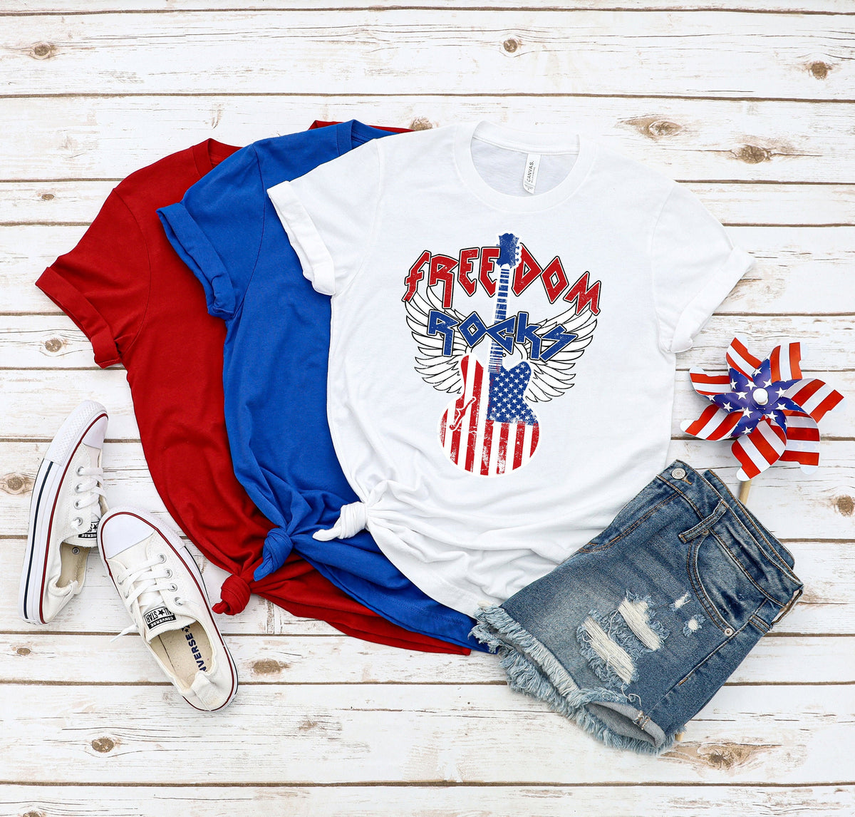 Freedom Rocks Guitar Shirt: Patriotic 4th of July Tee