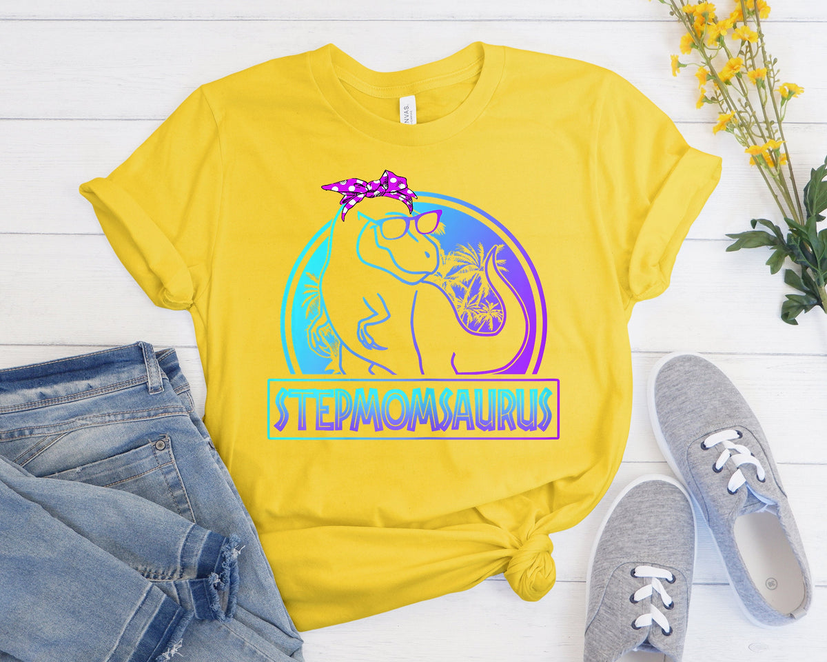 Stepmomsaurus T-Shirt: Dinosaur Birthday, Mom & Dad Dino Shirts