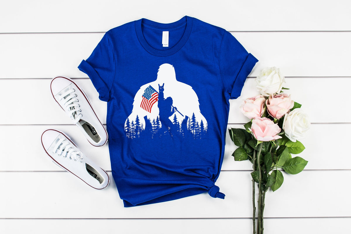 Custom Bigfoot American Flag Shirt: Patriotic Tee