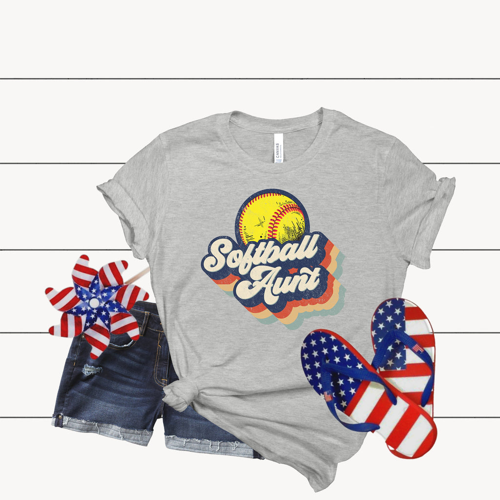 Retro Softball Aunt T-Shirt, Mother's Day Gift