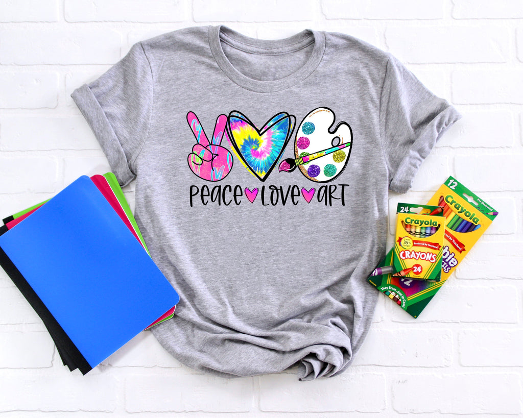 Art Teacher Shirt: Peace Love Art, Painter Gift