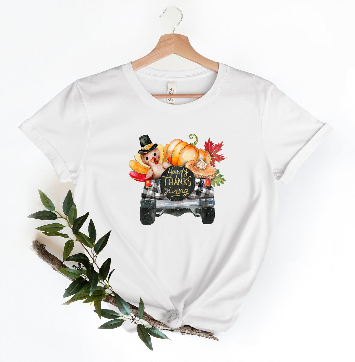 Thanksgiving Shirt: Buffalo Plaid Truck, Turkey & Pumpkins