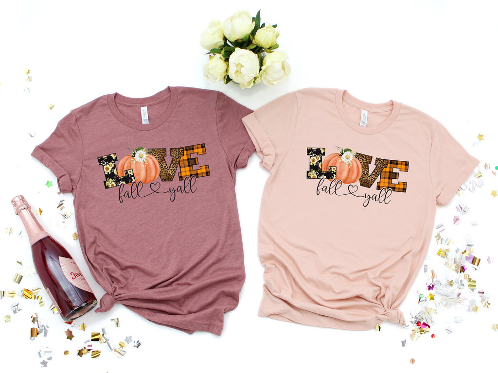 Love Fall Y'all Shirt: Leopard Print Thanksgiving Tee