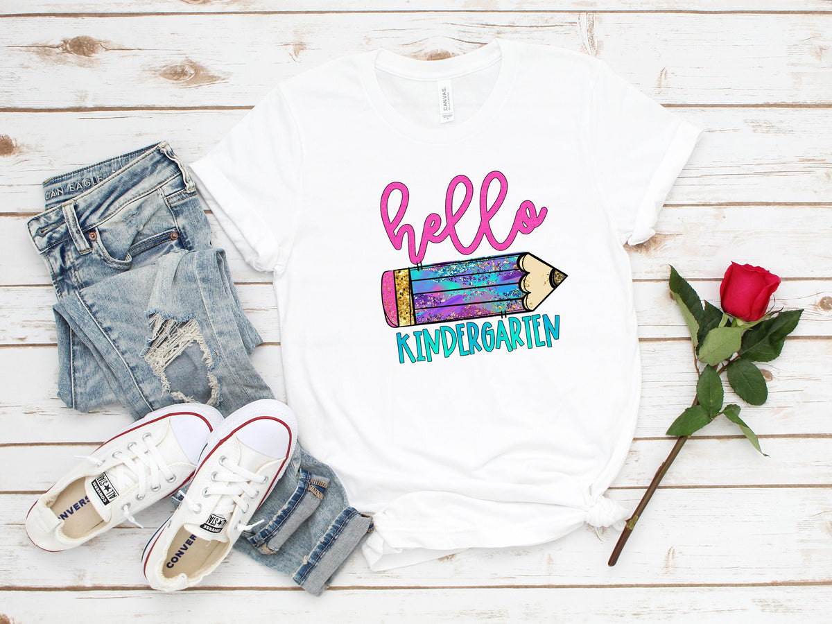Hello Kindergarten Shirt: Back To School Teacher Tee