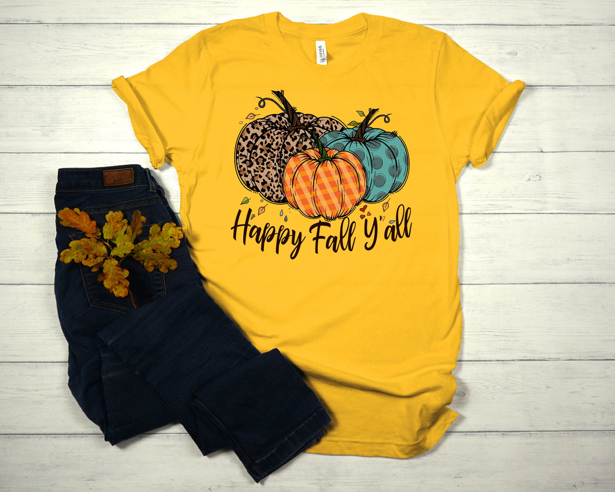Happy Fall Y'all Shirt: Thanksgiving Pumpkin Tee