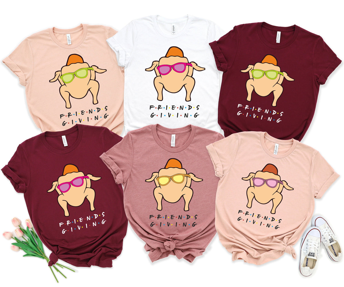 Friendsgiving Turkey Graphic T-Shirt: Thanksgiving Party Shirt