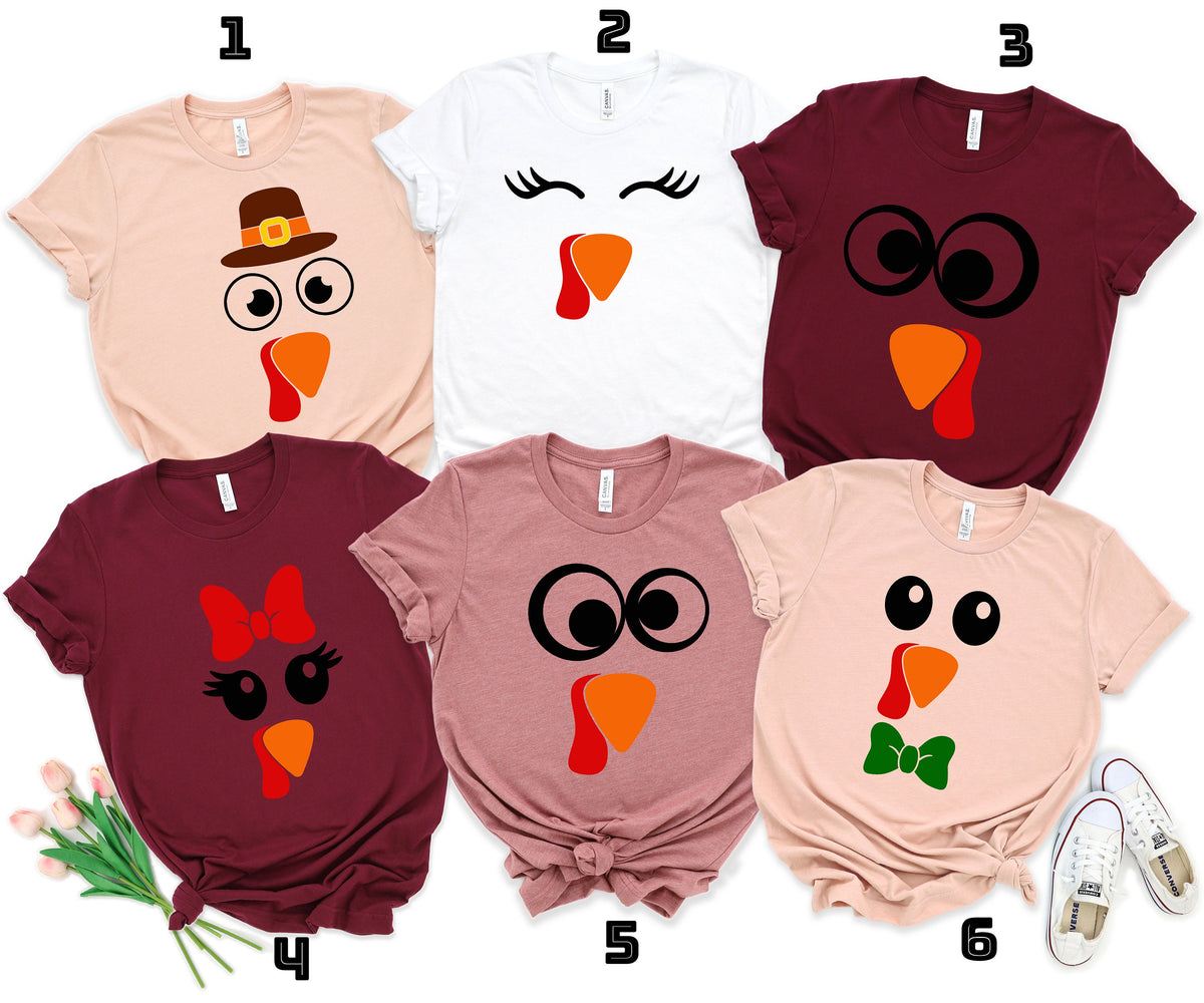 Cute Turkey Faces Thanksgiving Shirt, Friendsgiving Fall Tee