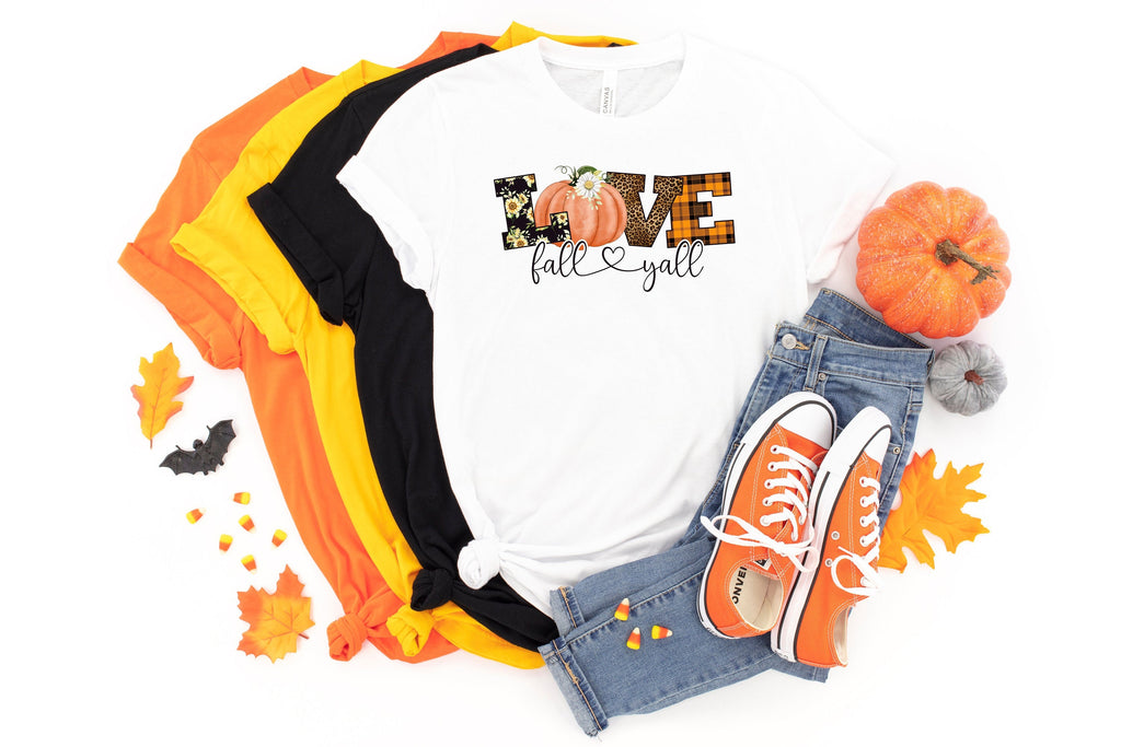 Love Fall Y'all Shirt: Leopard Print Thanksgiving Tee
