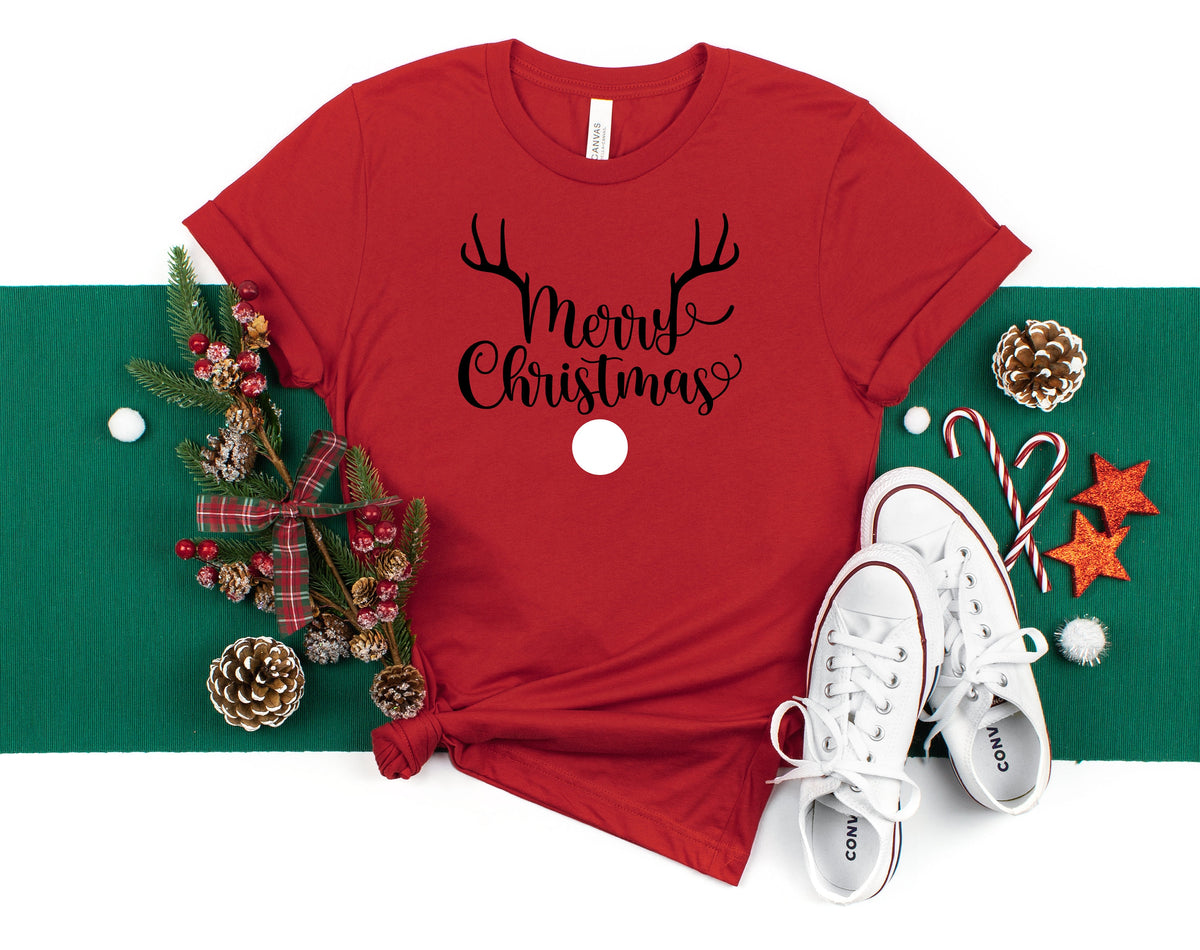 Reindeer Christmas Shirt: Peeping Xmas Family Tee