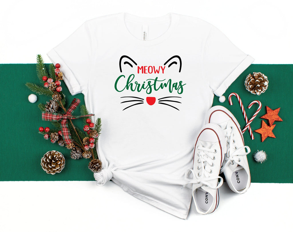 Meowy Christmas Cat Shirt, Holiday Gift Shirt