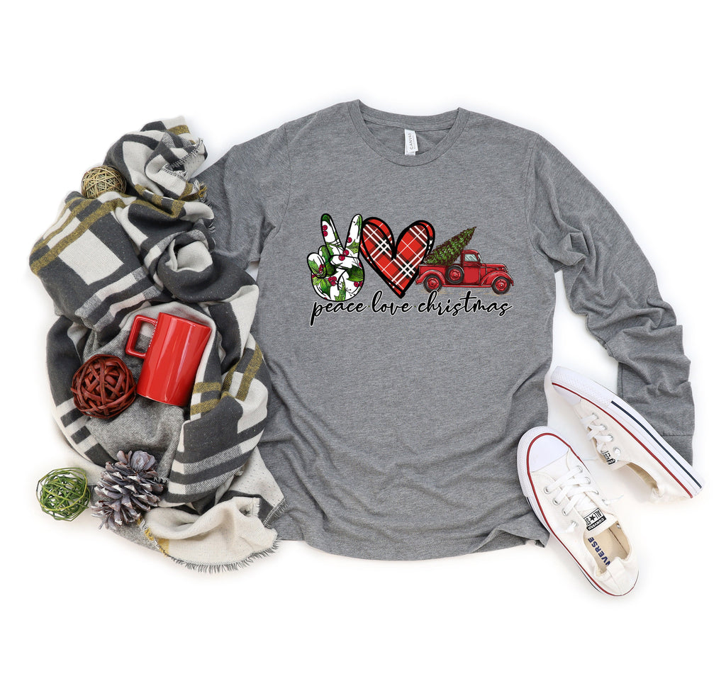 Peace Love Christmas Shirt: Vintage Truck Xmas Tee