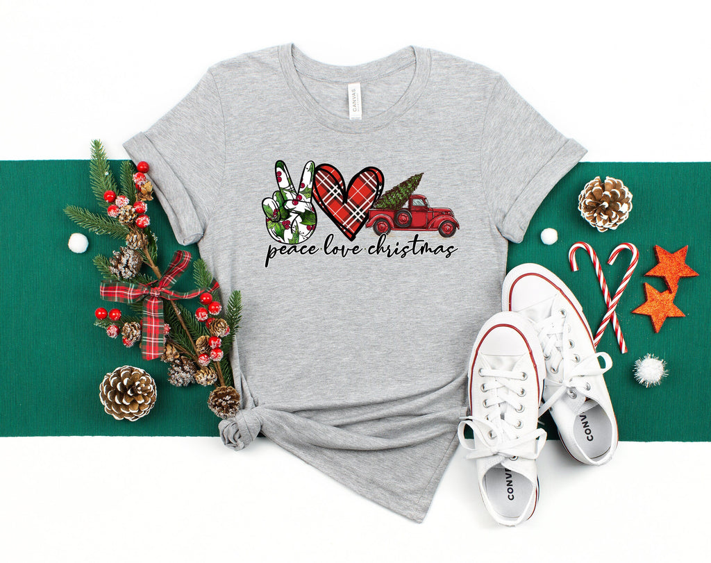 Peace Love Christmas Shirt: Vintage Truck Xmas Tee