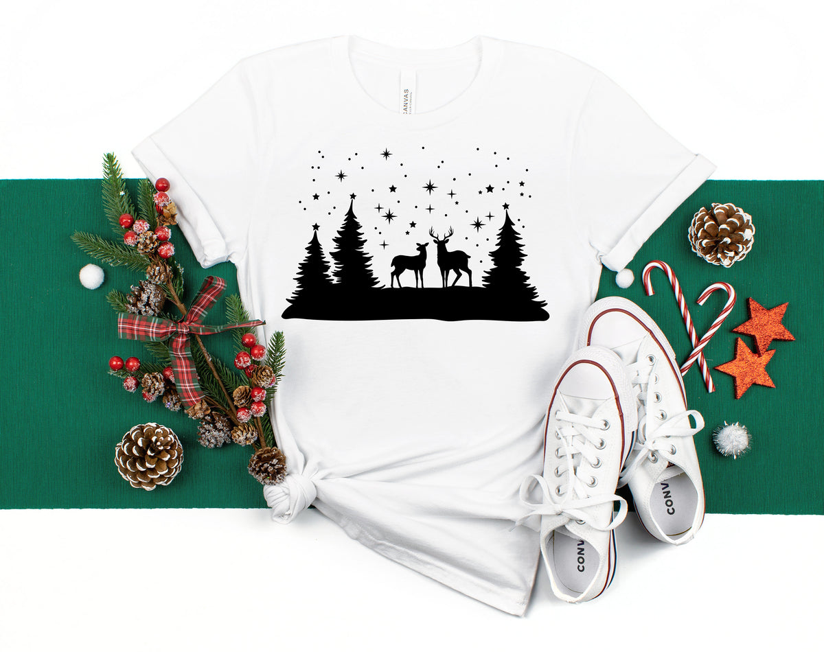 Snowy Christmas Deer Shirt: Winter Holiday Tee