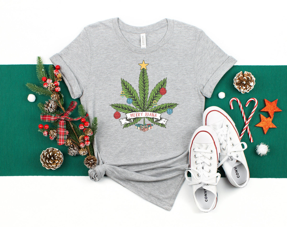 Custom 'Merry Juana' Christmas Weed Leaf Shirt, Stoner Gift