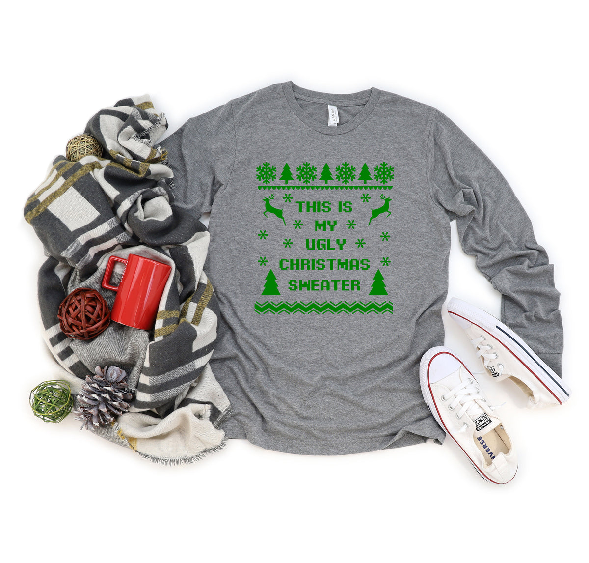 Custom Text Ugly Christmas Sweatshirt: Holiday Sweater