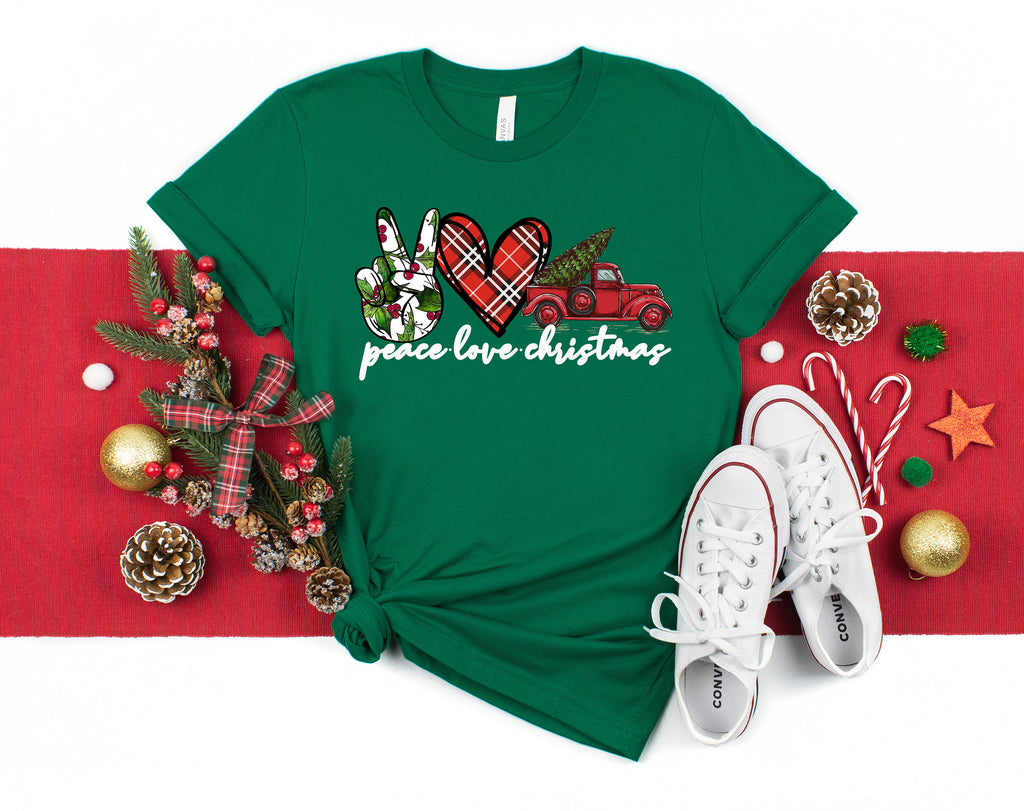 Peace Love Christmas Shirt: Vintage Truck Xmas Tee