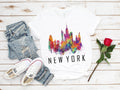 New York Watercolor Skyline Shirt: NYC Souvenir Tee