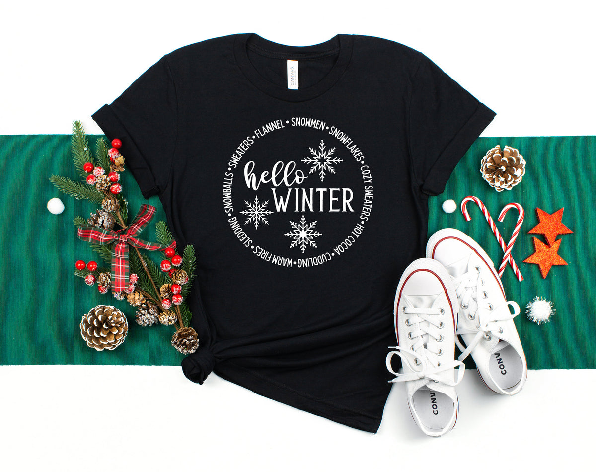 Hello Winter Shirt: Snowy Day Holiday Tee
