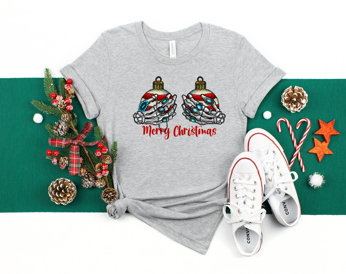Retro Skeleton Hand Christmas Ornament Shirt